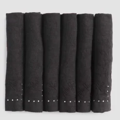 Viadurini Textile Servietten-Leinenservietten mit schwarzen oder Butterkristallen, 6 Stück italienischer Luxus - kostbar