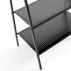 Viadurini Living Garderobenständer-Leiter Kleiderbügel mit Stange und 2 Regalen aus mattschwarz lackiertem Metall - Lupine