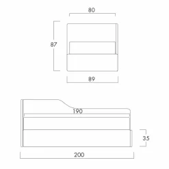 Bolzan Letti Maßgeschneiderte Möbel|Polsterbetten-Letto singolo con testiera sagomata und pannello laterale, Line8 Bolzan