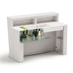 Viadurini Living Bartheke Für Zuhause-Leuchtende Bartheke mit Organizer-Zubehör und Flaschenhalter - Bericht