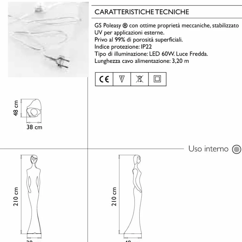 Myyour Designer Stehlampen-Leuchtendes Statuen-Bodendesign mit LED-Licht für den Innenbereich - Penelope von