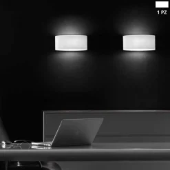 Leucos Klassische Wandleuchten-Vittoria Led Wandleuchte aus geblasenem Glas weiß satiniert