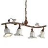 Ferroluce Pendelleuchten Vintage-4-Licht-Pendelleuchte aus handgefertigtem Keramik-Rosendekor - Pisa