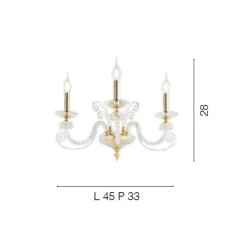 Viadurini Lighting Klassische Wandleuchten-3-Licht-Wandleuchte aus mundgeblasenem Glas und klassischem Luxus-optischem Kristall - Cassea