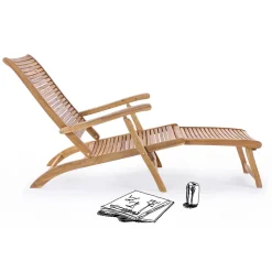 Viadurini in the Garden Sonnenliegen-Liegende Chaiselongue im Freien aus Naturholz - Roxen