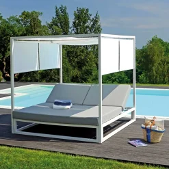 Viadurini in the Garden Gartensofas-Liegende Outdoor-Tagesliege mit weißer Aluminiumstruktur - Jurica