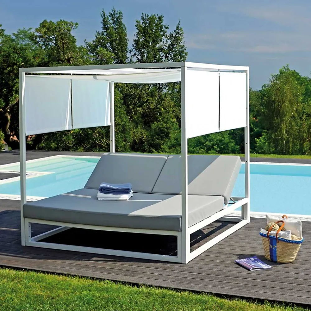 Viadurini in the Garden Gartensofas-Liegende Outdoor-Tagesliege mit weißer Aluminiumstruktur - Jurica