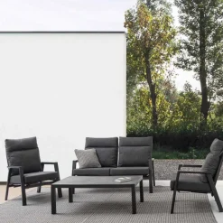 Viadurini in the Garden Metallsessel-Liegender Outdoor-Sessel aus Stoff und Aluminium, 2 Stück - Nathy