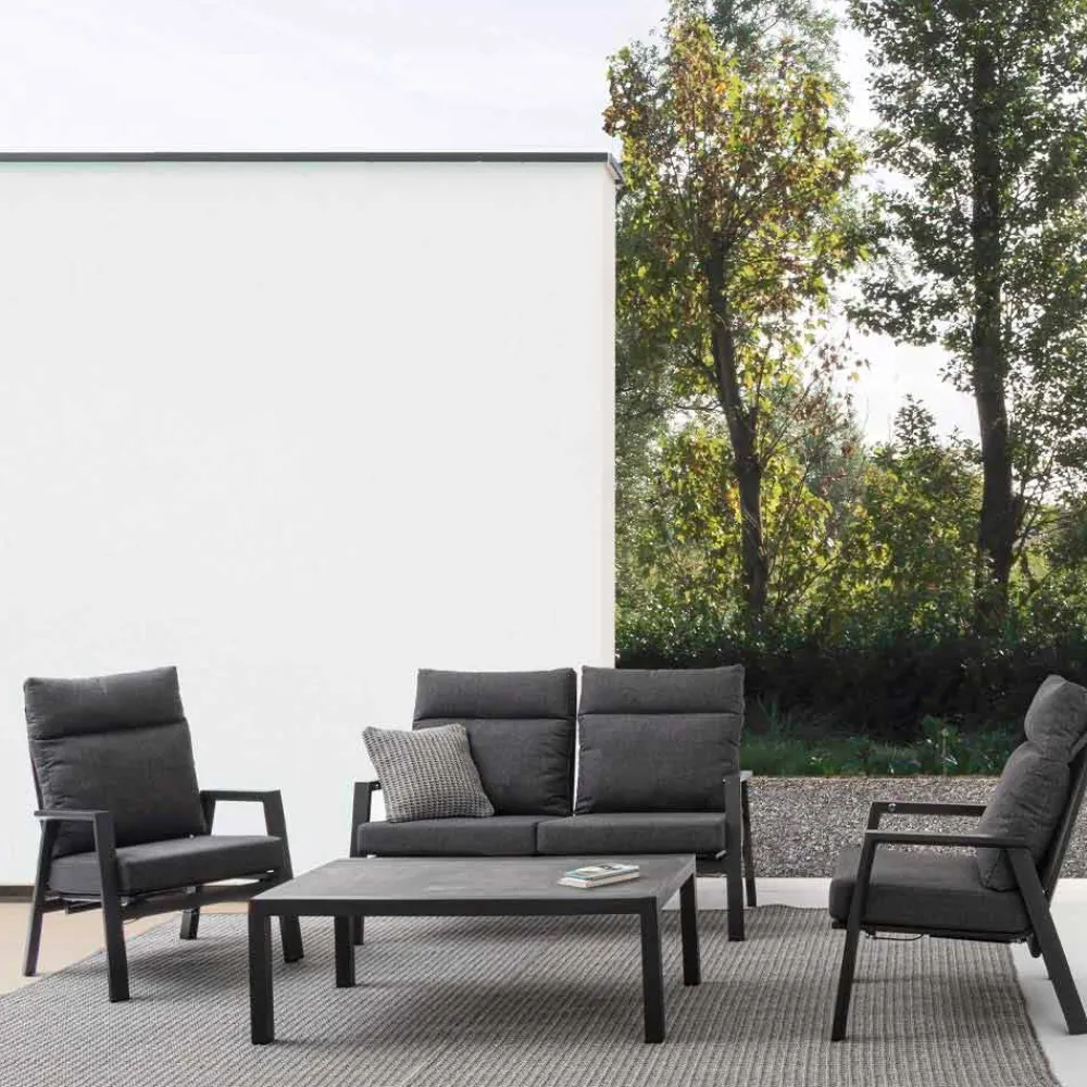 Viadurini in the Garden Metallsessel-Liegender Outdoor-Sessel aus Stoff und Aluminium, 2 Stück - Nathy