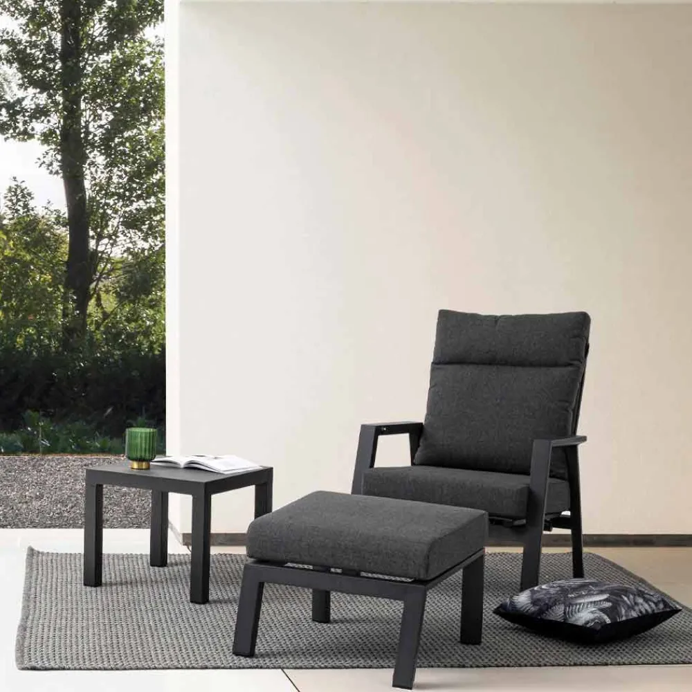 Viadurini in the Garden Metallsessel-Liegender Outdoor-Sessel aus Stoff und Aluminium, 2 Stück - Nathy