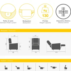 Viadurini Living Aufstehsessel Und Massagesessel-Lift-Sessel mit Lift-, Relax- und Bettfunktion, hergestellt in Italien – Talita