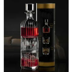 Viadurini Kitchen Italienisches Kristallgeschirr-Likör-Set aus ökologischem Kristall, stapelbar 3 Stück - Spicco