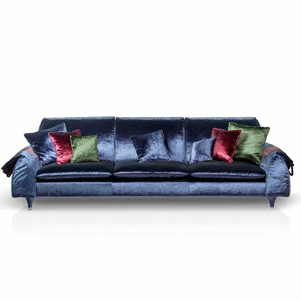 Viadurini Italian Sofas Moderne Sofas-Lineares Sofa Axel mit Stoffbezug und Armlehnen mit Stauraum storage