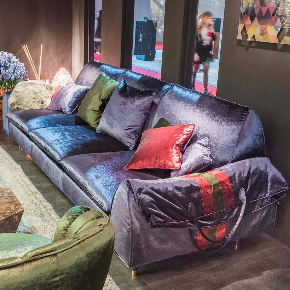 Viadurini Italian Sofas Moderne Sofas-Lineares Sofa Axel mit Stoffbezug und Armlehnen mit Stauraum storage