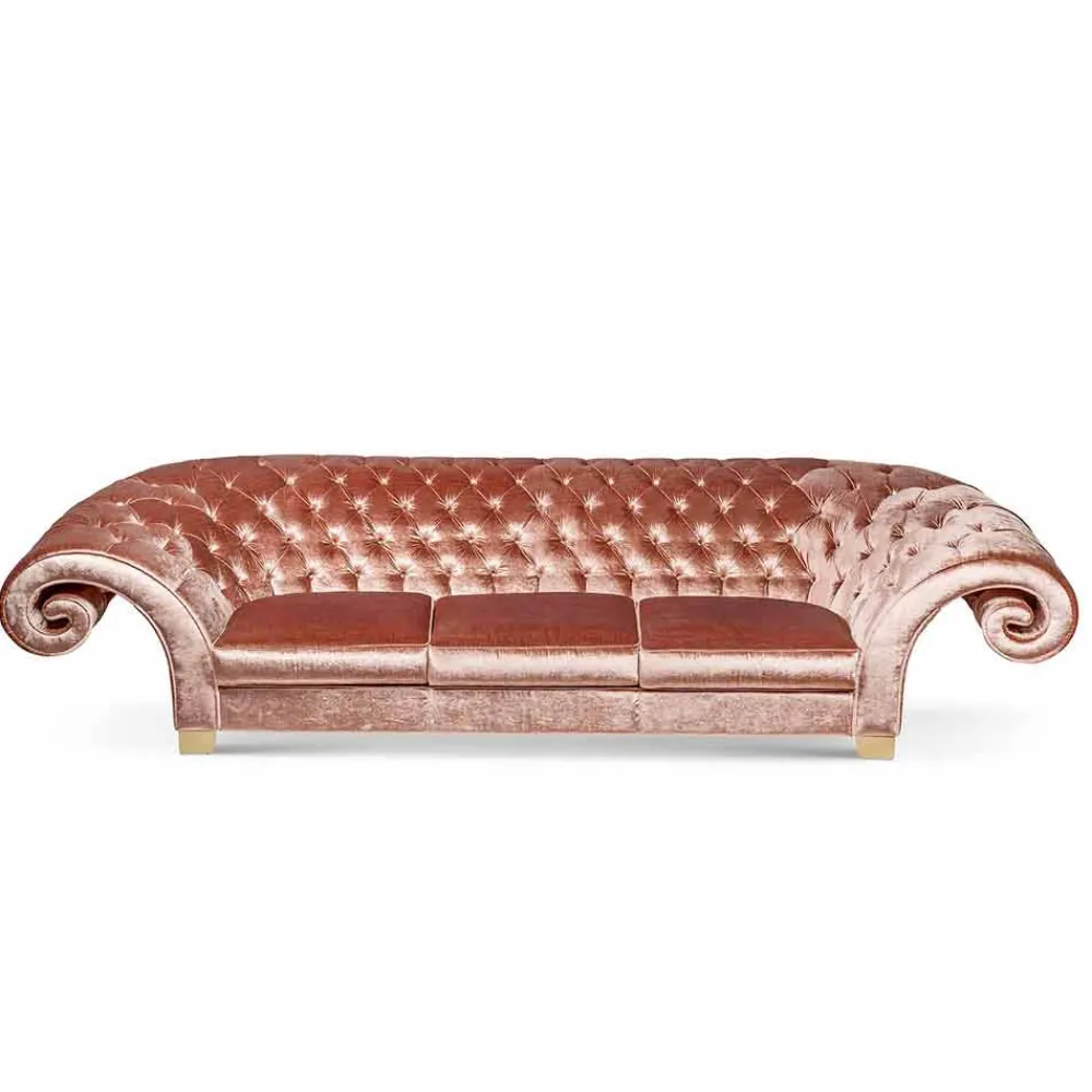 Viadurini Italian Sofas Klassische Sofas-Lineares Stoffsofa Baloo, mit geknöpfter Polsterung, hergestellt in Italien