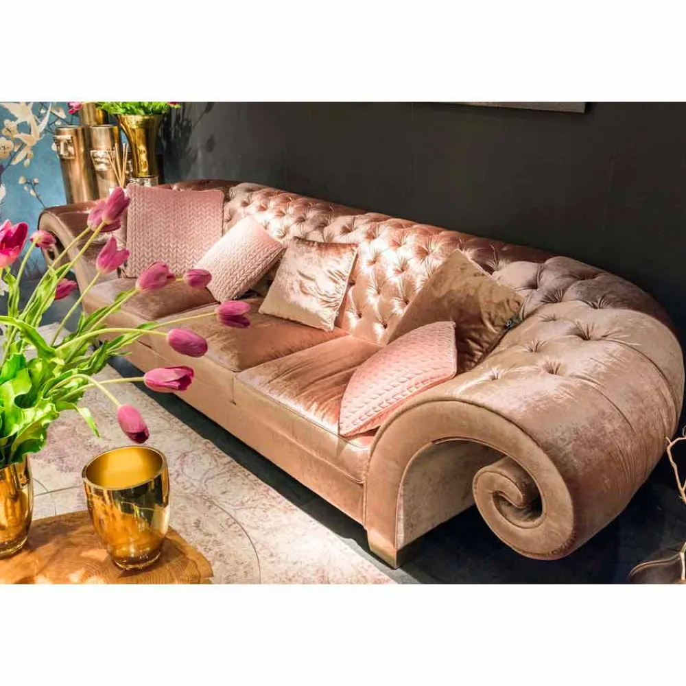 Viadurini Italian Sofas Klassische Sofas-Lineares Stoffsofa Baloo, mit geknöpfter Polsterung, hergestellt in Italien