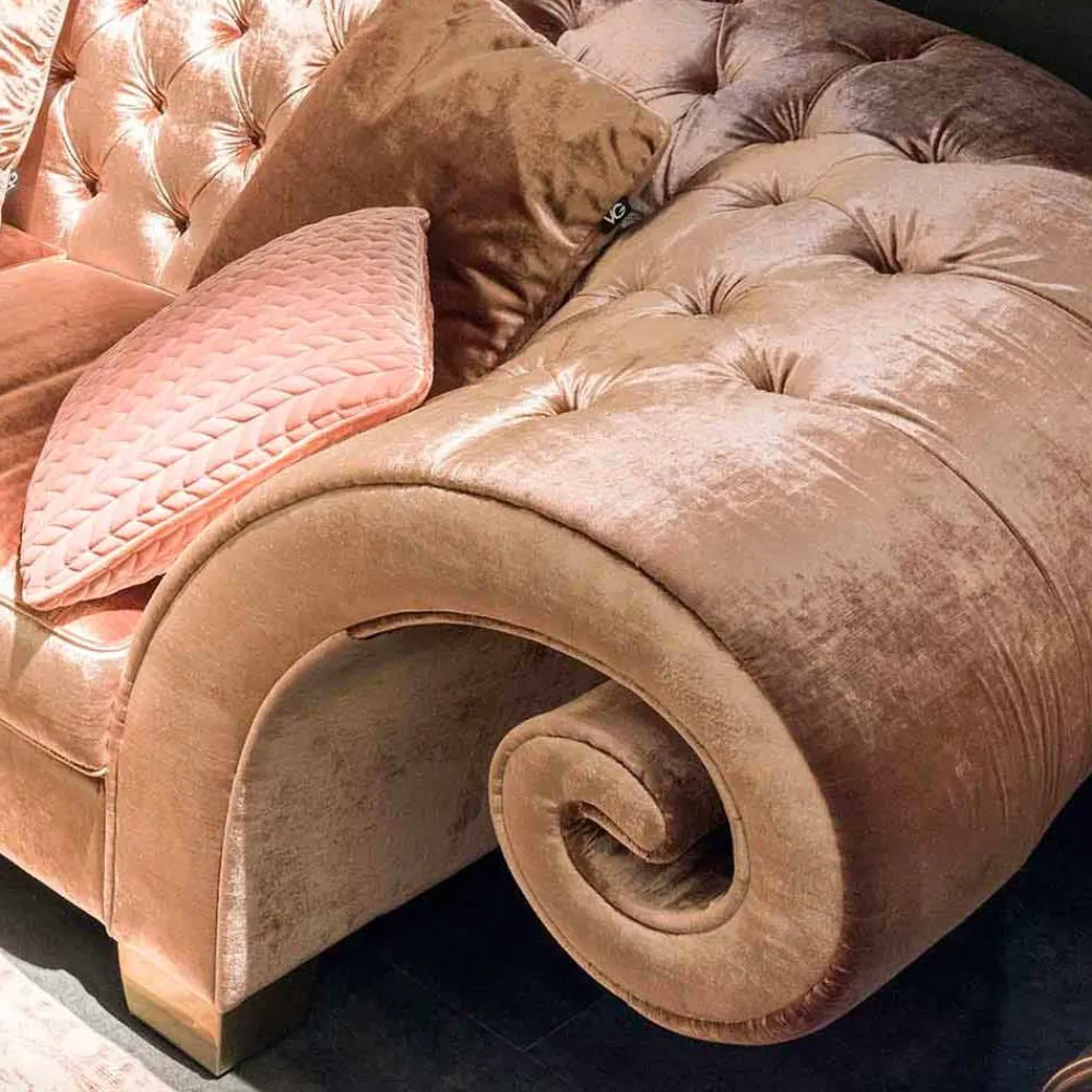 Viadurini Italian Sofas Klassische Sofas-Lineares Stoffsofa Baloo, mit geknöpfter Polsterung, hergestellt in Italien