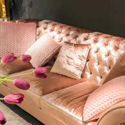 Viadurini Italian Sofas Klassische Sofas-Lineares Stoffsofa Baloo, mit geknöpfter Polsterung, hergestellt in Italien