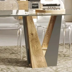 Viadurini Living Esstische Nach Mass|Esstische-Living Crystal Table mit Holz- und Metallbasis Made in Italy - Dementor