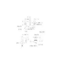 Viadurini Taps Waschbeckenarmaturen-3-Loch Messing Waschbecken Mixer Made in Italy - Binsu
