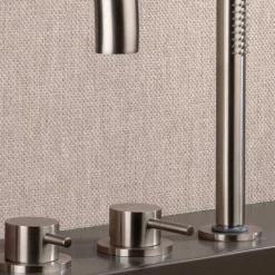 Viadurini Taps Badewannearmaturen-4-Loch Wannenrandmischer mit Auslauf aus AISI 316L-Stahl - Artigli