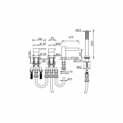 Viadurini Taps Badewannearmaturen-4-Loch-Badewannenmischer mit Wasserfallauslauf Made in Italy - Panela
