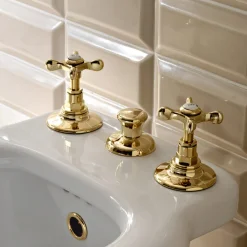 Viadurini Taps Bidetarmaturen-3-Loch-Bidetarmaturen interne Lieferung in Messing handgefertigt - Fioretta