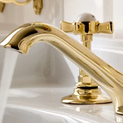 Viadurini Bathroom Waschbeckenarmaturen-3-Loch-Waschtischarmatur aus Messing im Vintage-Stil, hergestellt in Italien - Katerina