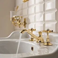 Viadurini Bathroom Waschbeckenarmaturen-3-Loch-Waschtischarmatur aus Messing im Vintage-Stil, hergestellt in Italien - Katerina