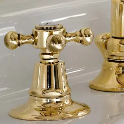 Viadurini Bathroom Waschbeckenarmaturen-3-Loch-Waschtischarmatur aus Messing im Vintage-Design Made in Italy - Ursula