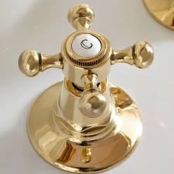 Viadurini Bathroom Waschbeckenarmaturen-3-Loch-Waschtischarmatur aus Messing im Vintage-Design Made in Italy - Ursula