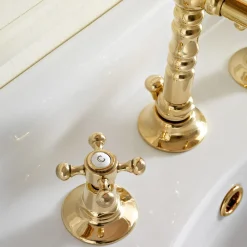 Viadurini Bathroom Waschbeckenarmaturen-3-Loch-Waschtischarmatur aus Messing im Vintage-Design Made in Italy - Ursula