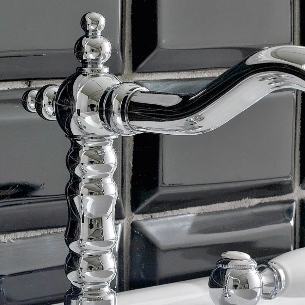 Viadurini Taps Waschbeckenarmaturen-3-Loch-Waschtischbatterie mit Messingablauf im klassischen Handwerksstil - Noriana