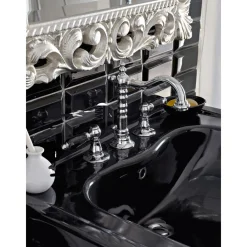 Viadurini Taps Waschbeckenarmaturen-3-Loch-Waschtischbatterie mit Messingablauf im klassischen Handwerksstil - Noriana