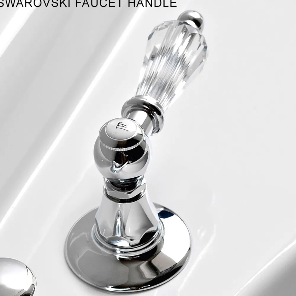 Viadurini Taps Waschbeckenarmaturen-3-Loch-Waschtischbatterie mit Messingablauf im klassischen Handwerksstil - Noriana