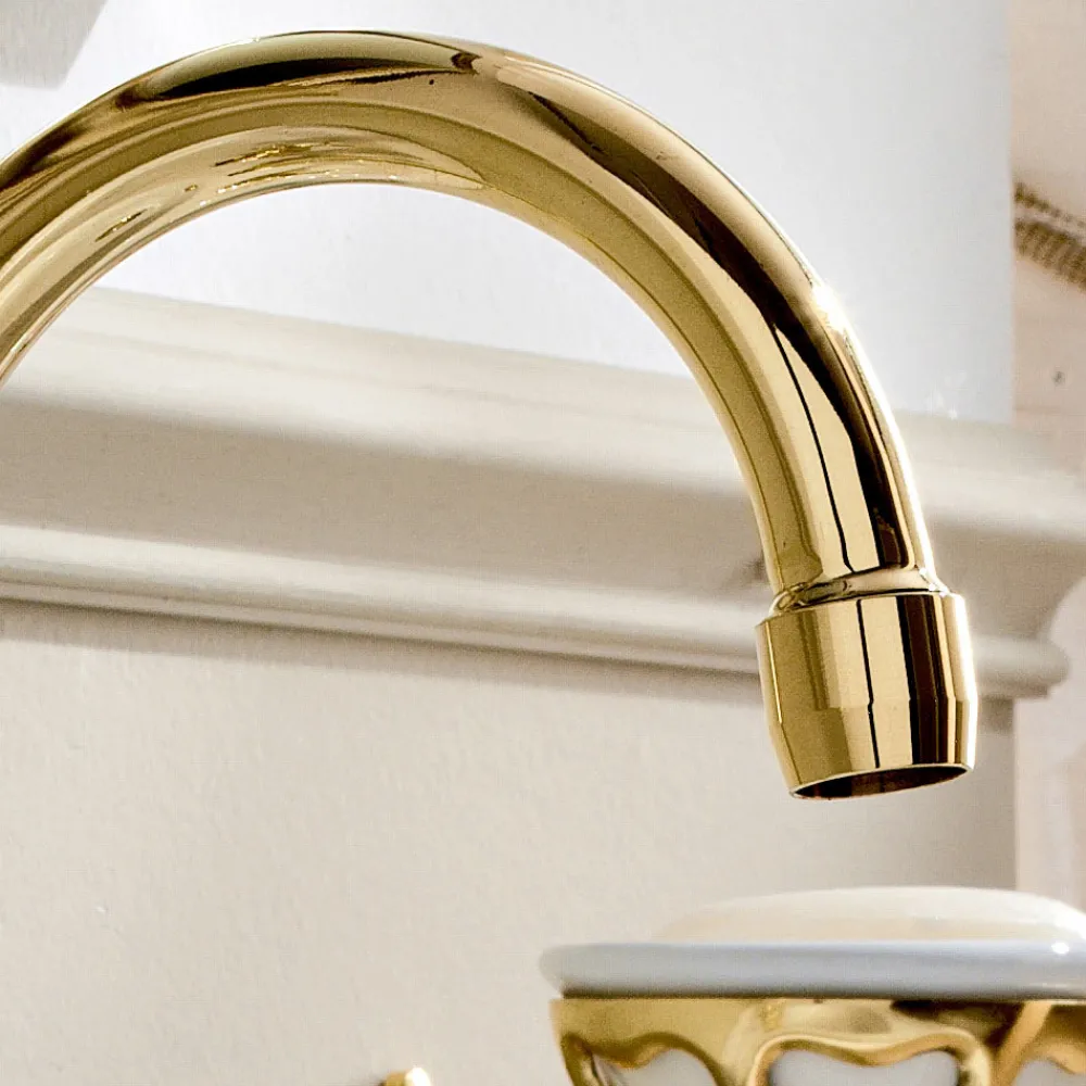 Viadurini Taps Waschbeckenarmaturen-3-Loch-Waschtischbatterie mit hohem Auslauf aus klassischem handgefertigtem Messing - Fioretta