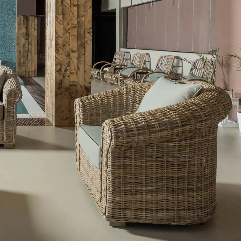 Viadurini in the Garden Garten Lounge Set-Lounge im Freien aus natürlicher Kubù-Faser mit Kissen - Isildur