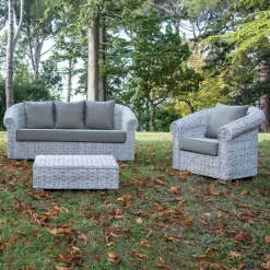 Viadurini in the Garden Garten Lounge Set-Lounge im Freien aus natürlicher Kubù-Faser mit Kissen - Isildur