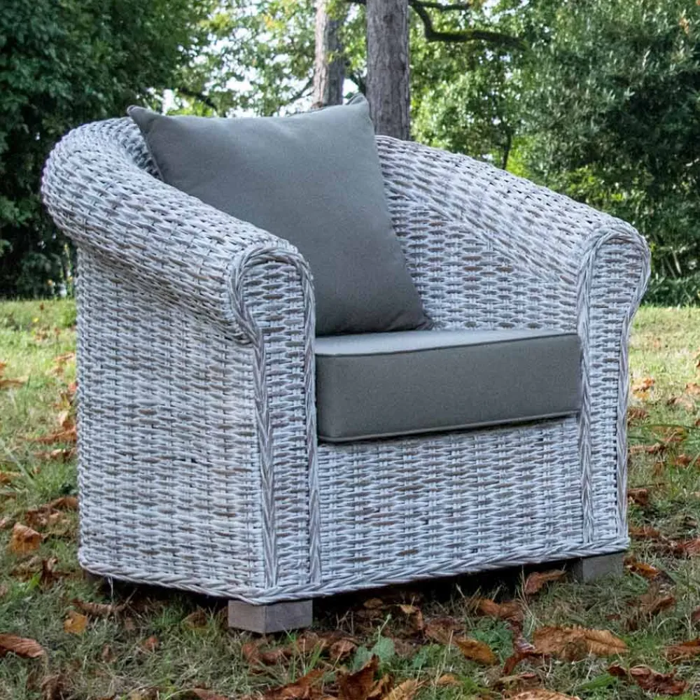 Viadurini in the Garden Garten Lounge Set-Lounge im Freien aus natürlicher Kubù-Faser mit Kissen - Isildur