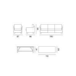 Viadurini in the Garden Garten Lounge Set-Lounge im Freien mit Couchtisch aus Mangoholz und Polycotton-Kissen - Orlanda