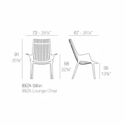 Vondom Gartenstühle Kunststoff-Loungesessel mit Armlehnen für den Außenbereich aus Kunststoff 4 Stück - Ibiza von