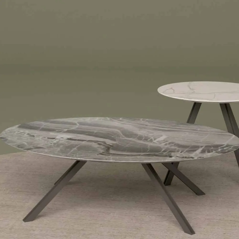 Viadurini Living Couchtische Aus Stein-Lounge-Tisch aus Orobico- oder Calacatta-Marmor und Metall Made in Italy - Sirena