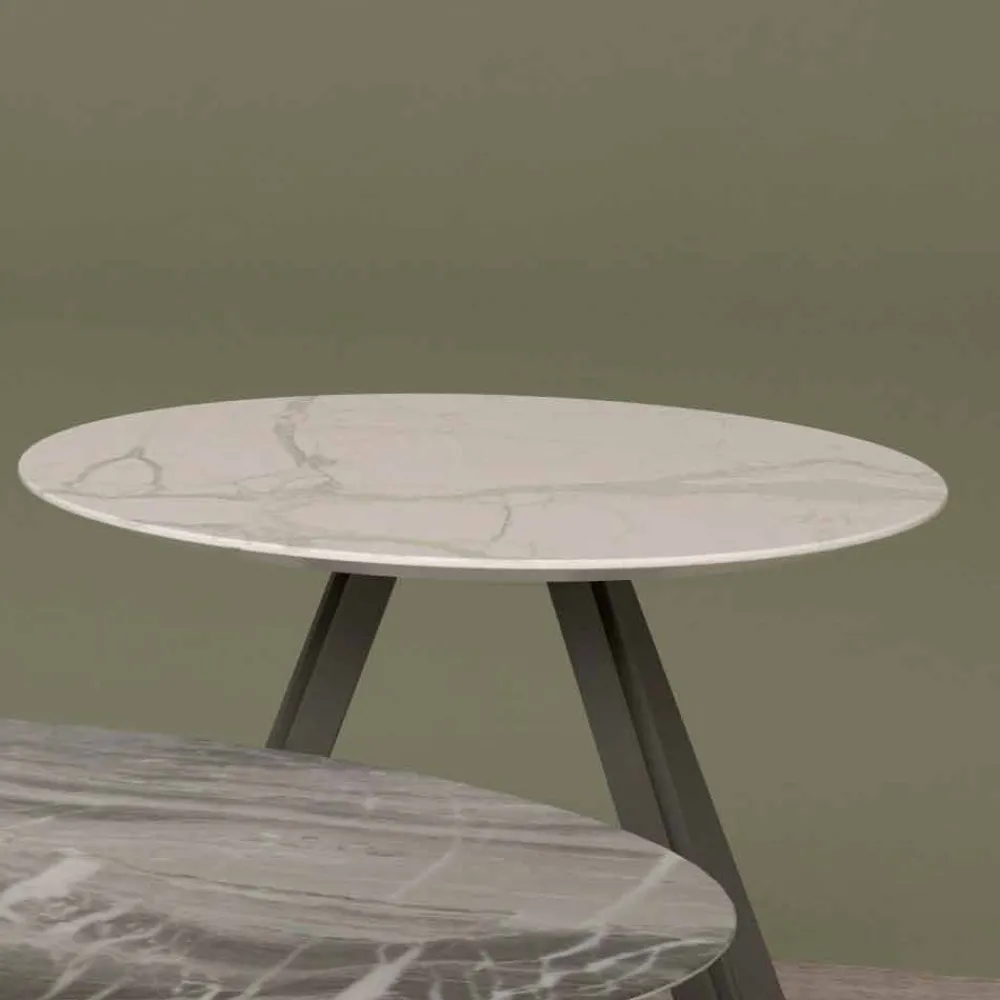 Viadurini Living Couchtische Aus Stein-Lounge-Tisch aus Orobico- oder Calacatta-Marmor und Metall Made in Italy - Sirena