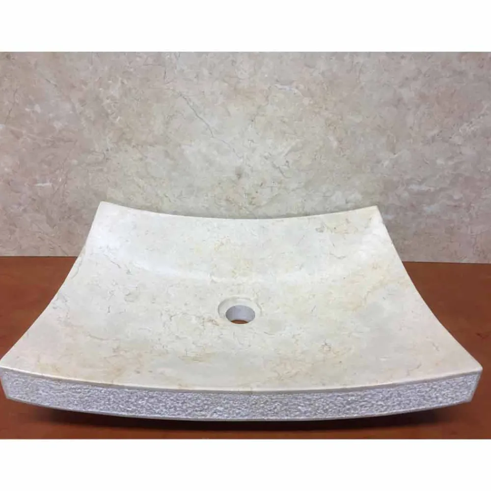 Viadurini Bathroom Steinwaschbecken-Love weißes Designer-Waschbecken aus Naturstein, Einzelstück