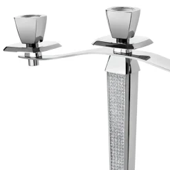 Viadurini Decor Kerzenständer-Luxuriöser 3-armiger Kandelaber aus silbernem Metall mit Glitzer - Sbrillo