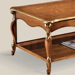 Viadurini Classic Klassische Couchtische-Luxuriöser Couchtisch aus Walnussholz und Gold mit Intarsien Made in Italy - Cambrige