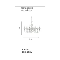Viadurini Lighting Klassische Kronleuchter-Luxuriöser italienischer handgefertigter Kronleuchter aus Glas mit 8 Lichtern - Achtsam