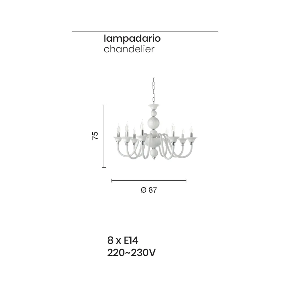 Viadurini Lighting Klassische Kronleuchter-Luxuriöser italienischer handgefertigter Kronleuchter aus Glas mit 8 Lichtern - Achtsam