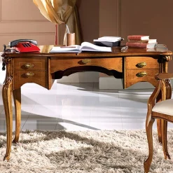 Viadurini Classic Design Schreibtische-Luxuriöser Wohnzimmerschreibtisch aus Holz mit 5 Schubladen Made in Italy - Caligola
