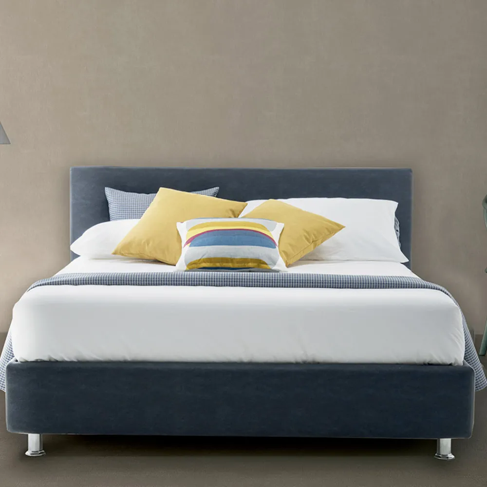 Viadurini Night Design Maßgeschneiderte Möbel|Polsterbetten-Luxuriöses Doppelbett aus Kunstleder oder Stoff mit Box Made in Italy - Nuvola